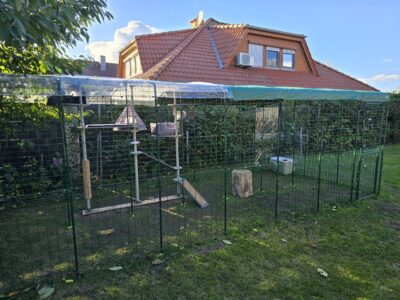 Das Katzengehege von Omlet aus der Seitenansicht.