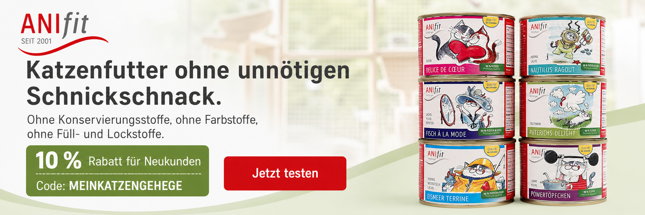 ANIfit Katzenfutter ohne Konservierungsstoffe, Farbstoffe, Füllstoffe und Lockstoffe